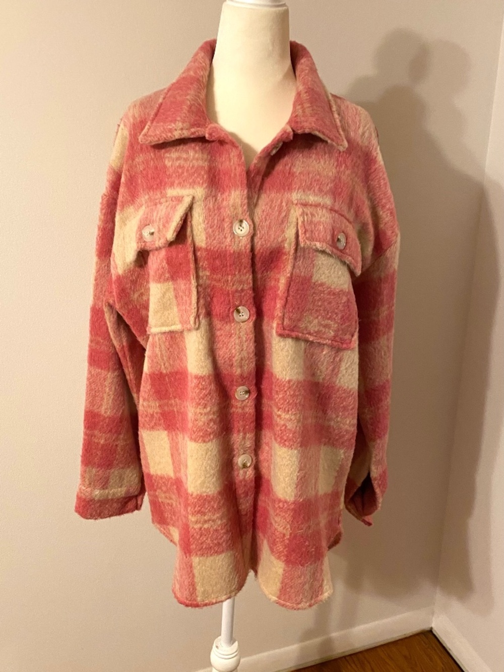 NWT E-Pretty Pink & beige Shacket